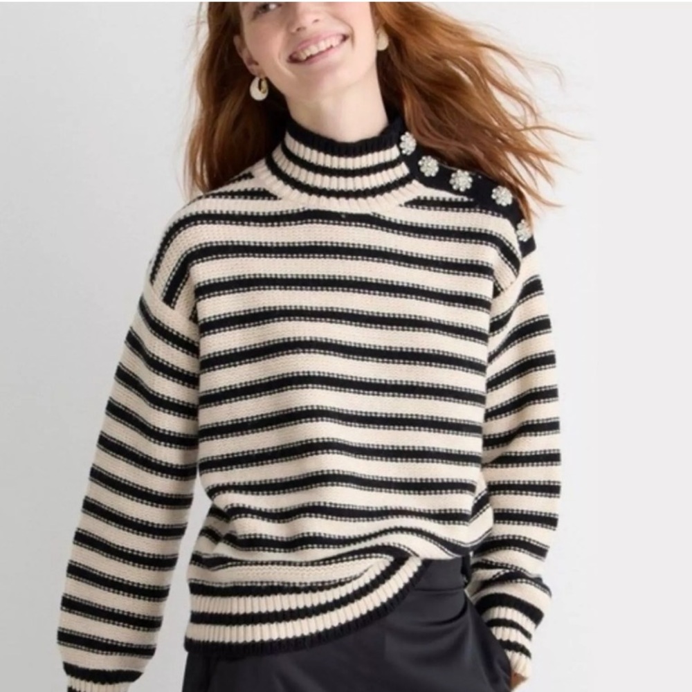 J Crew mock neck plus size  jeweled sweater. Worn a‎ few times. 149 retail